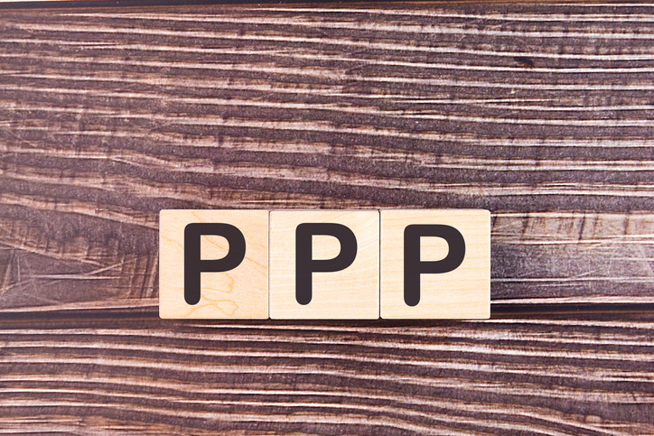 PPP word made with wood building blocks